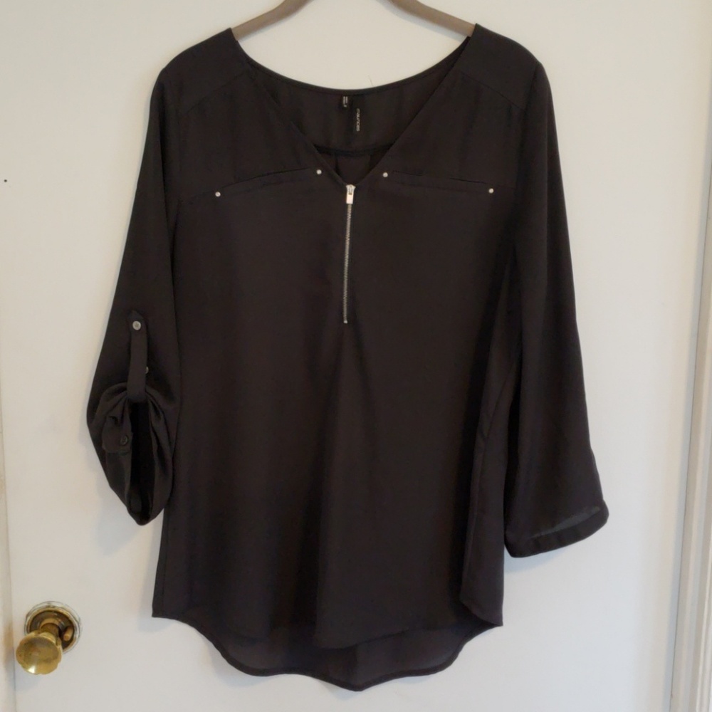 Sheer navy blouse